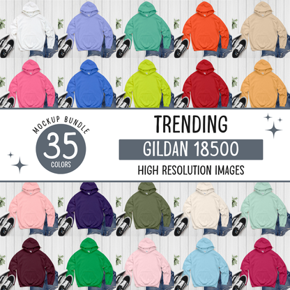 Gildan 18500 Hoodie Mockup Bundle - D2