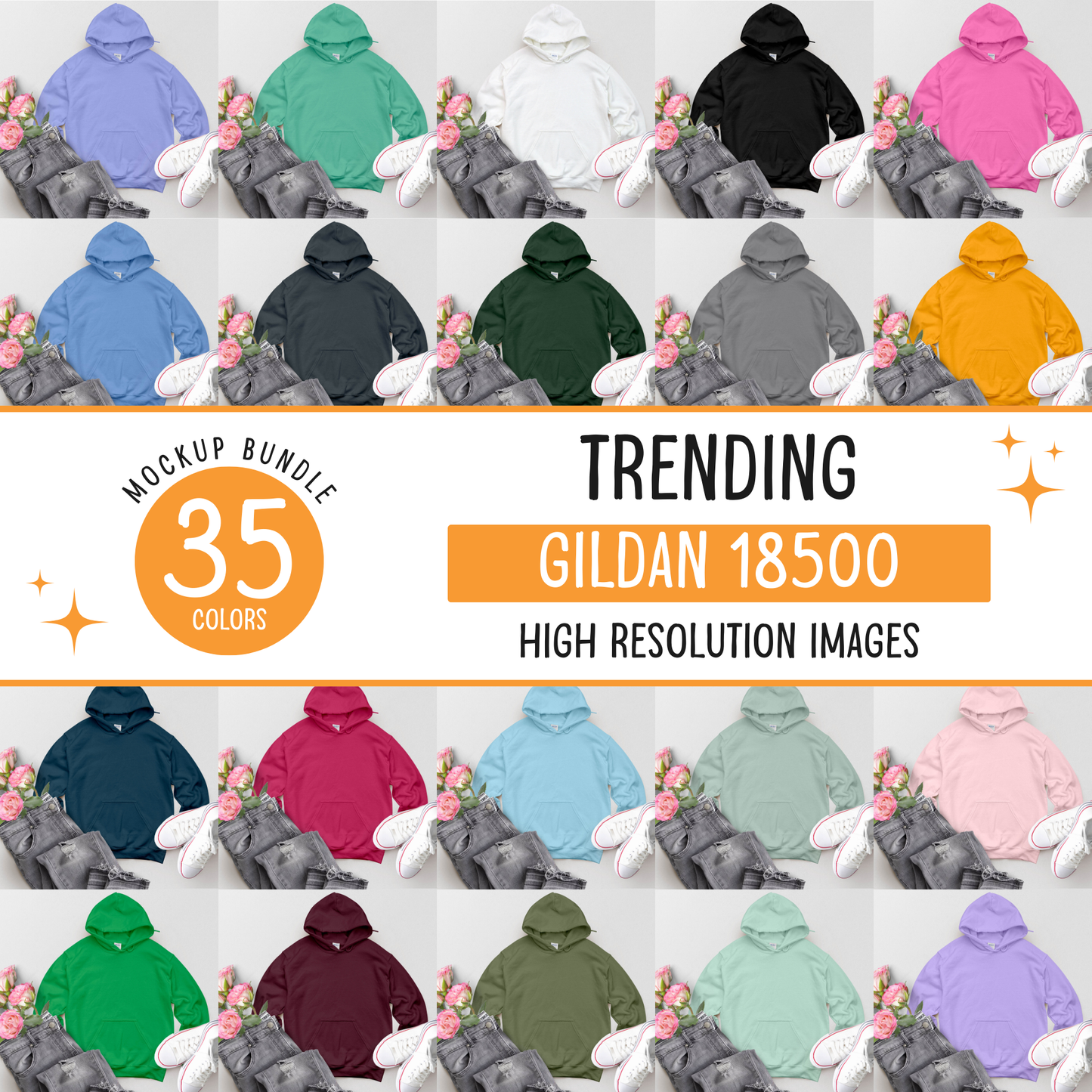 gildan 18500 hoodie mockup bundle - d4