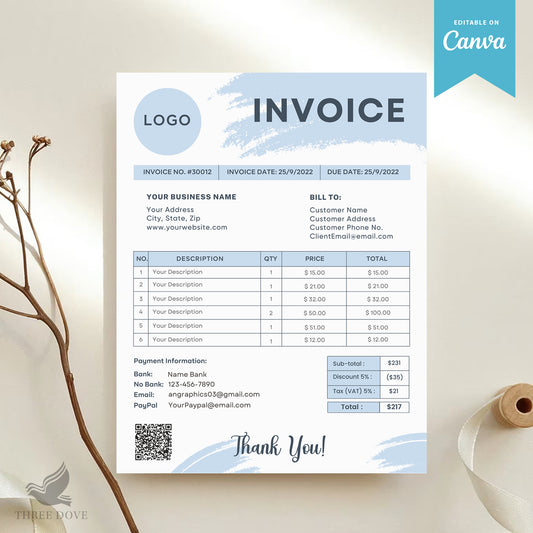 Editable Blue Invoice Template