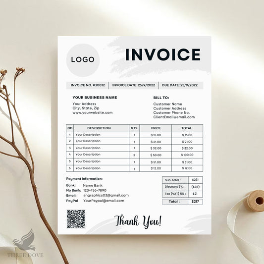 Editable Grey Color Invoice Template