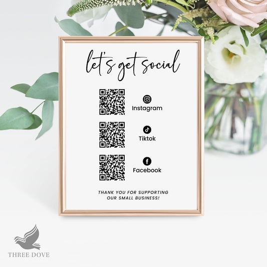 Minimalist Editable QR Code Social Media Sign Template