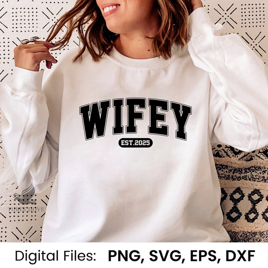 Retro Wifey Est.2025 Varsity SVG