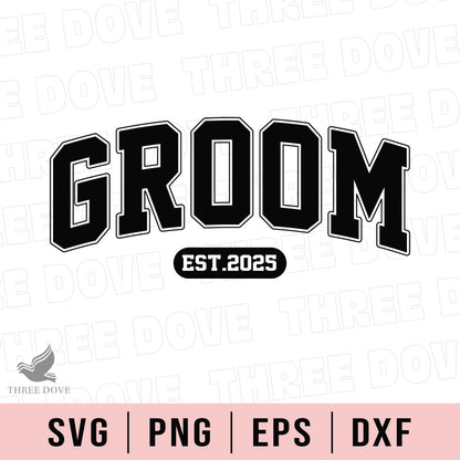 Retro Groom Est.2025 Varsity SVG