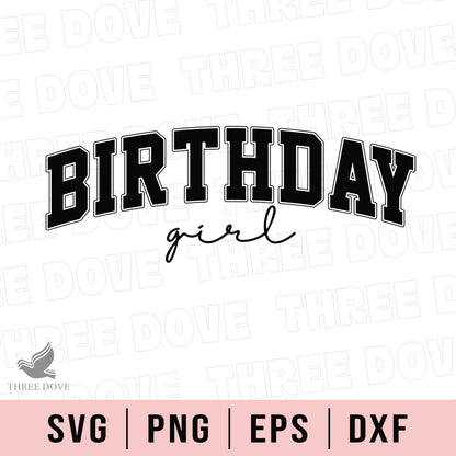 Retro Birthday Girl Varsity SVG