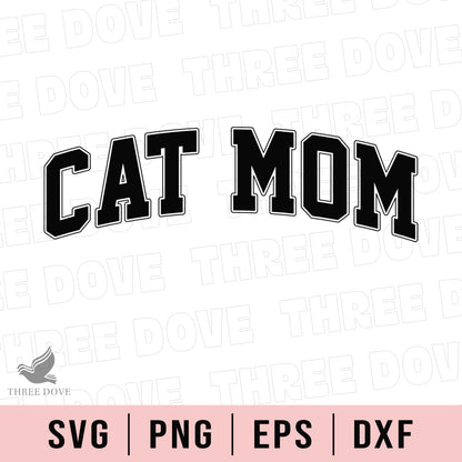 Retro Cat Mom Varsity SVG