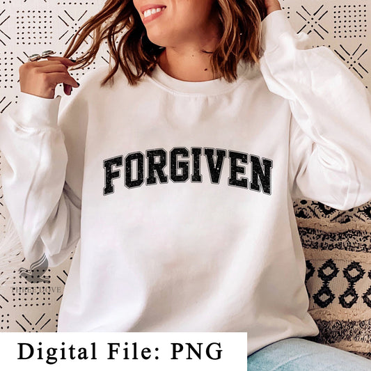 Retro Forgiven Varsity Sublimation PNG