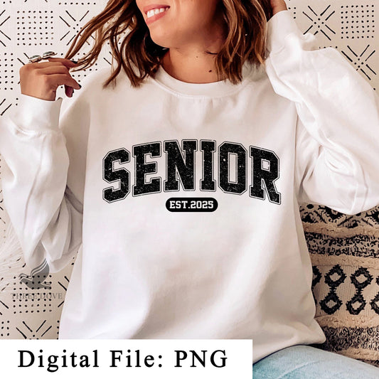 Retro Senior Est.2025 Varsity Sublimation PNG