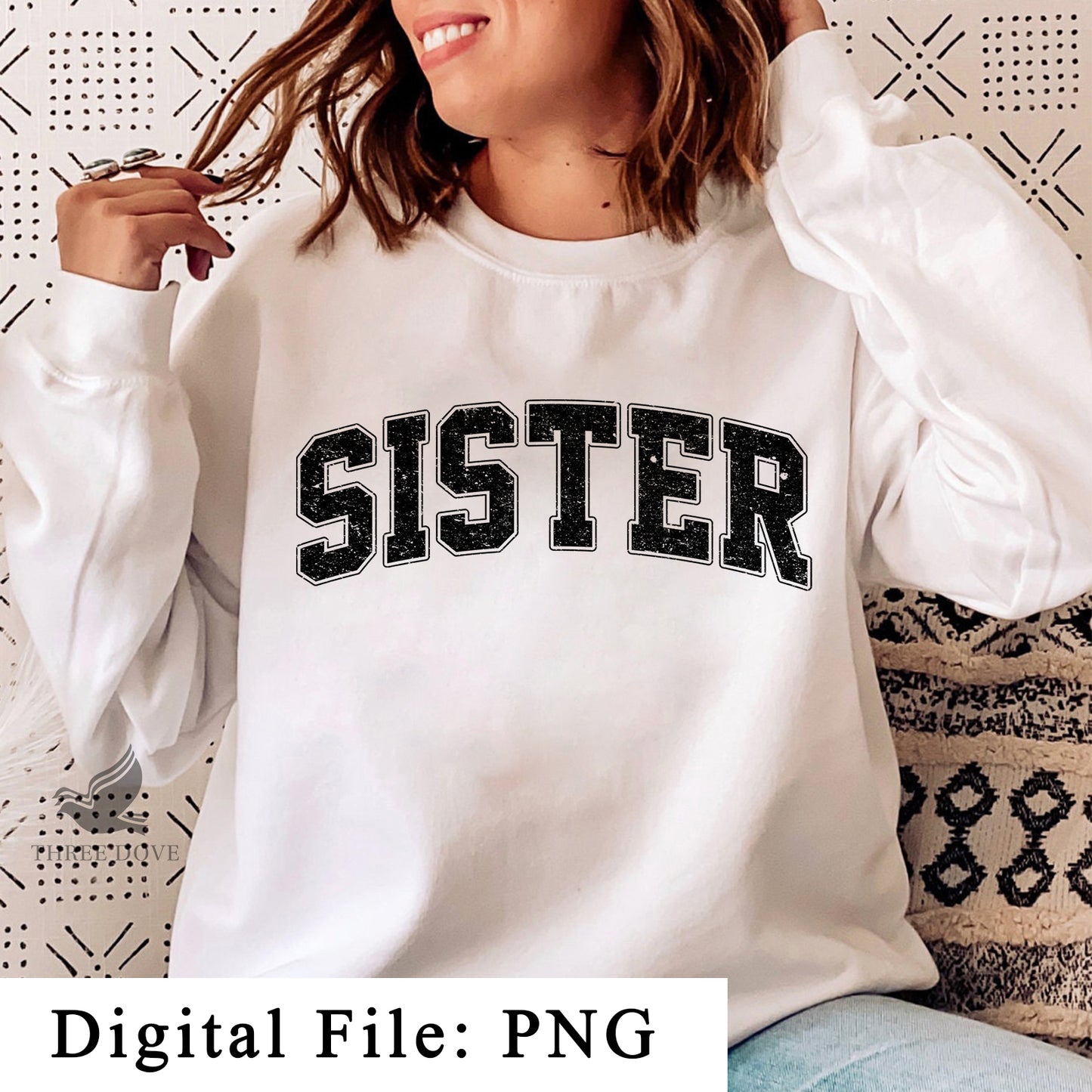 retro sister varsity sublimation png