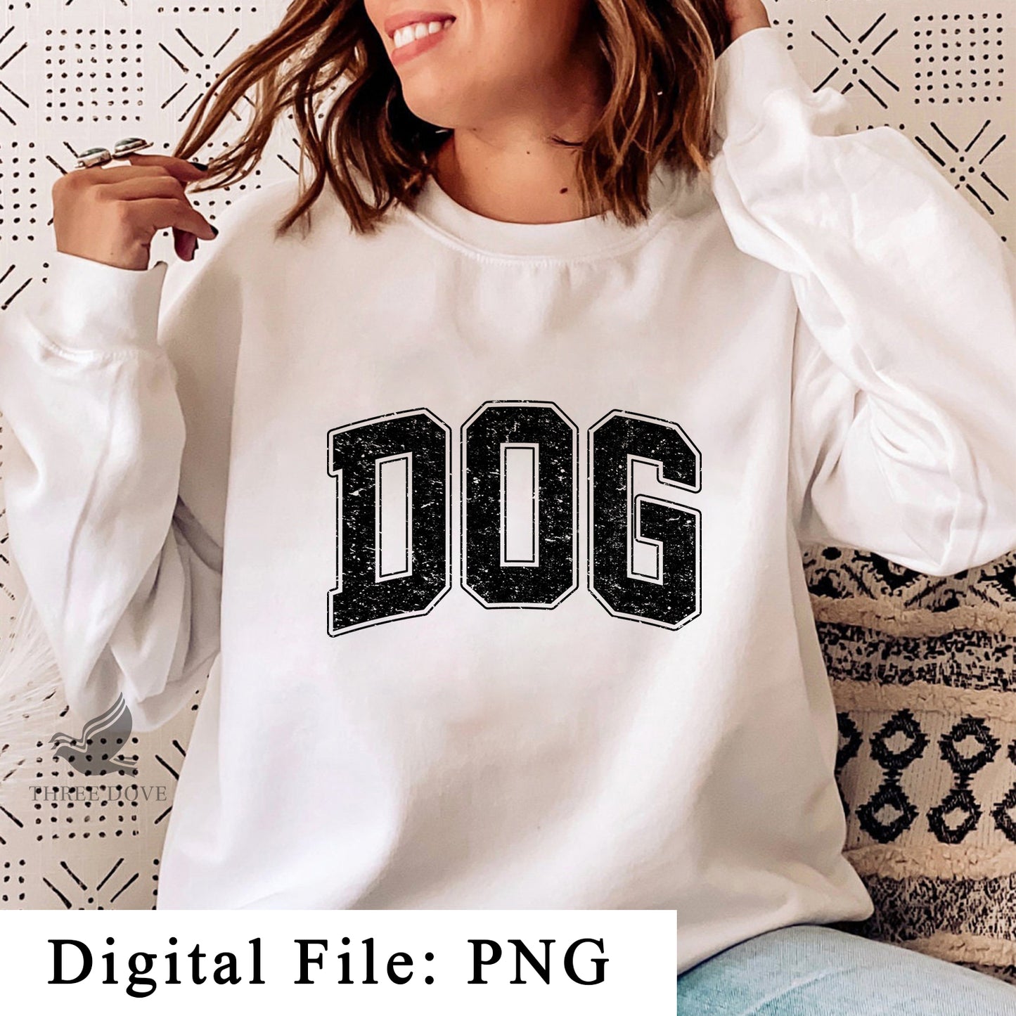 retro dog varsity sublimation png