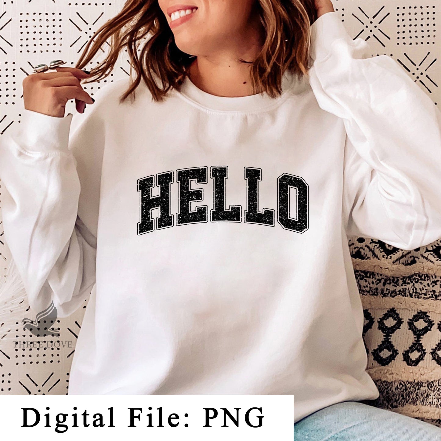 retro hello varsity sublimation png