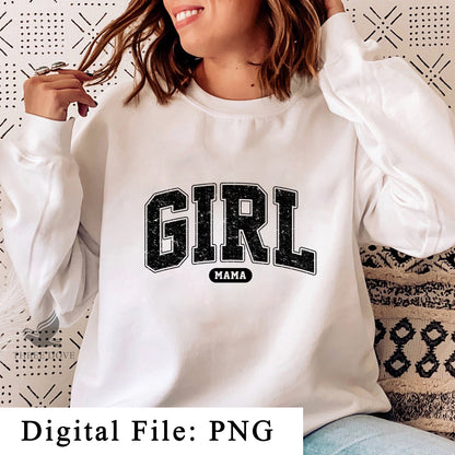 Retro Girl Mama Varsity Sublimation PNG