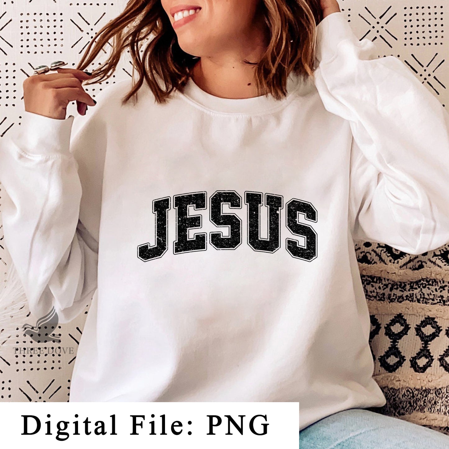 retro jesus varsity sublimation png