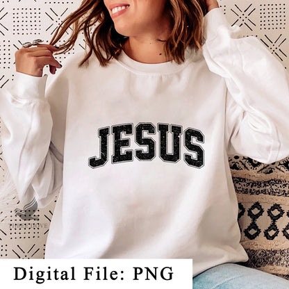 Retro Jesus Varsity Sublimation PNG