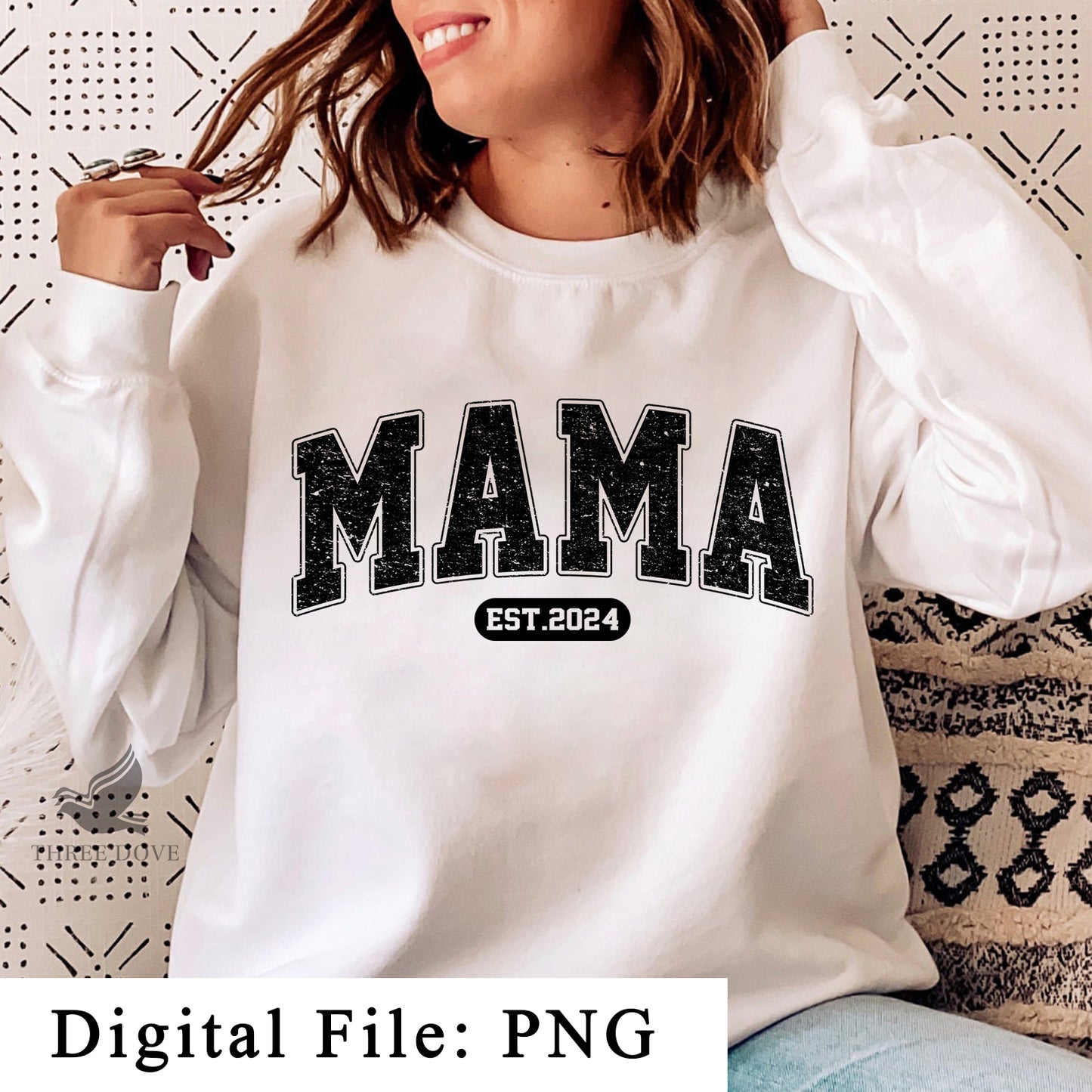 retro mama est.2024 varsity sublimation png