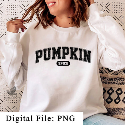 Retro Pumpkin Spice Varsity Sublimation PNG