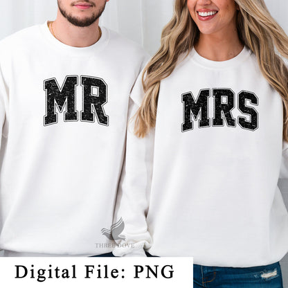 Retro Mr & Mrs Varsity Sublimation PNG