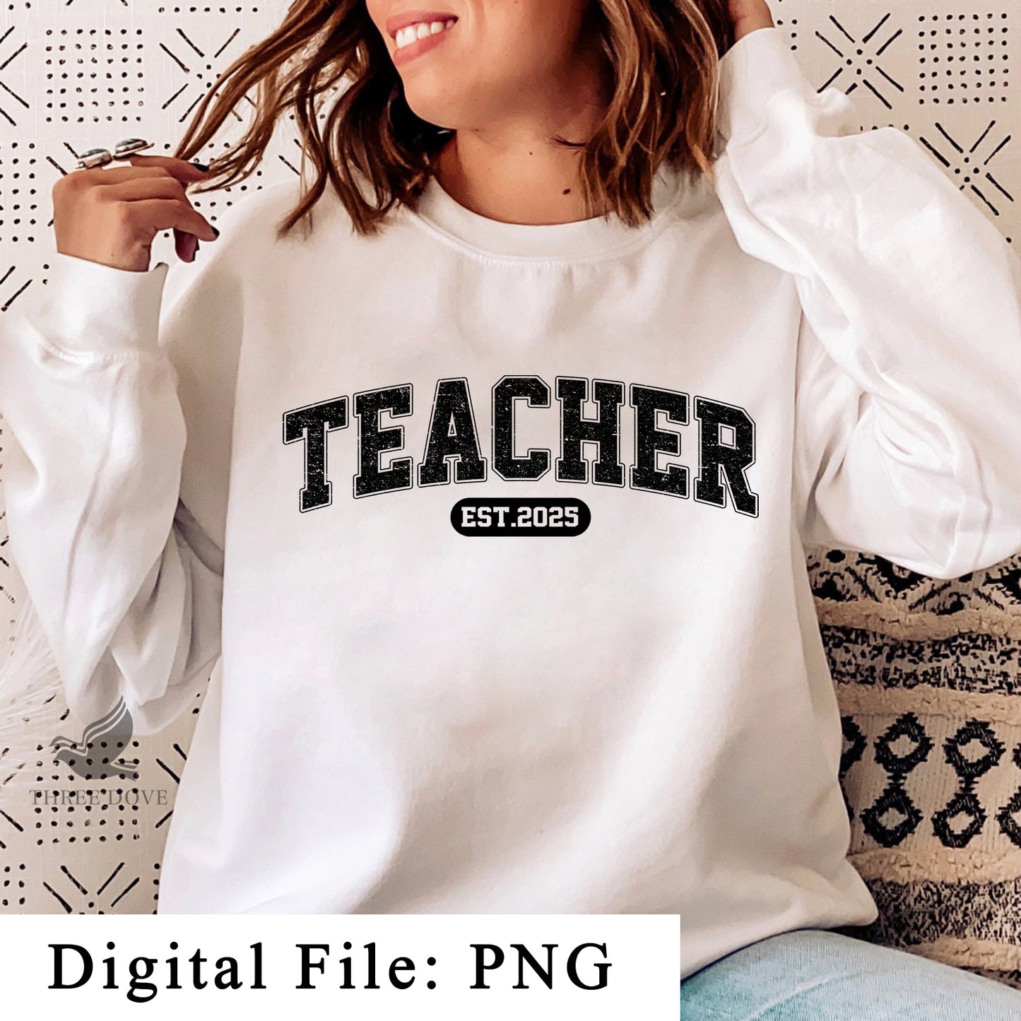 retro teacher est.2025 varsity sublimation png