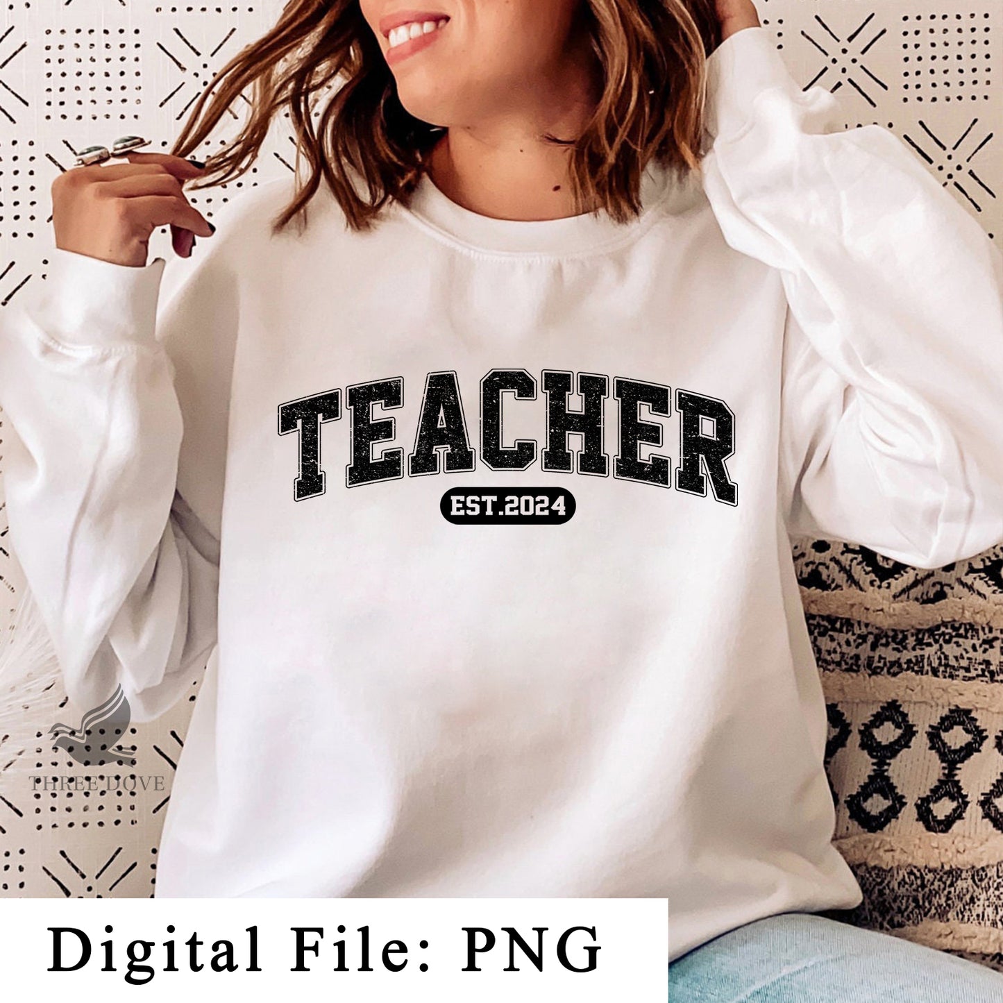 retro teacher est.2024 varsity sublimation png