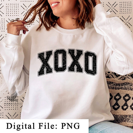 Retro Xoxo Varsity Sublimation PNG