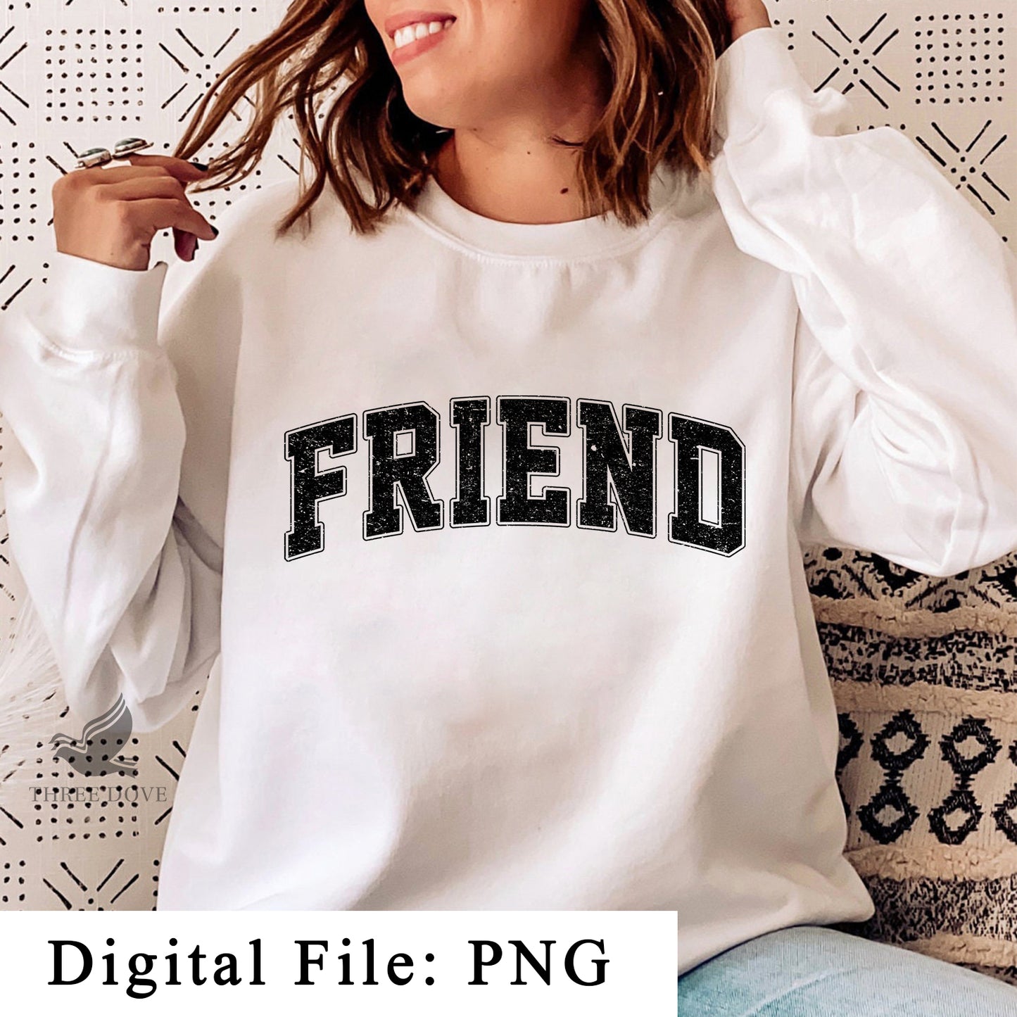 retro friend varsity sublimation png