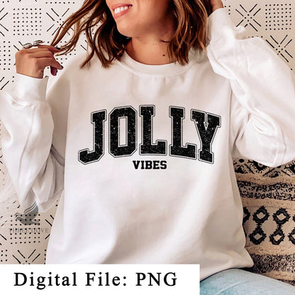 Retro Jolly vibes Varsity Sublimation PNG