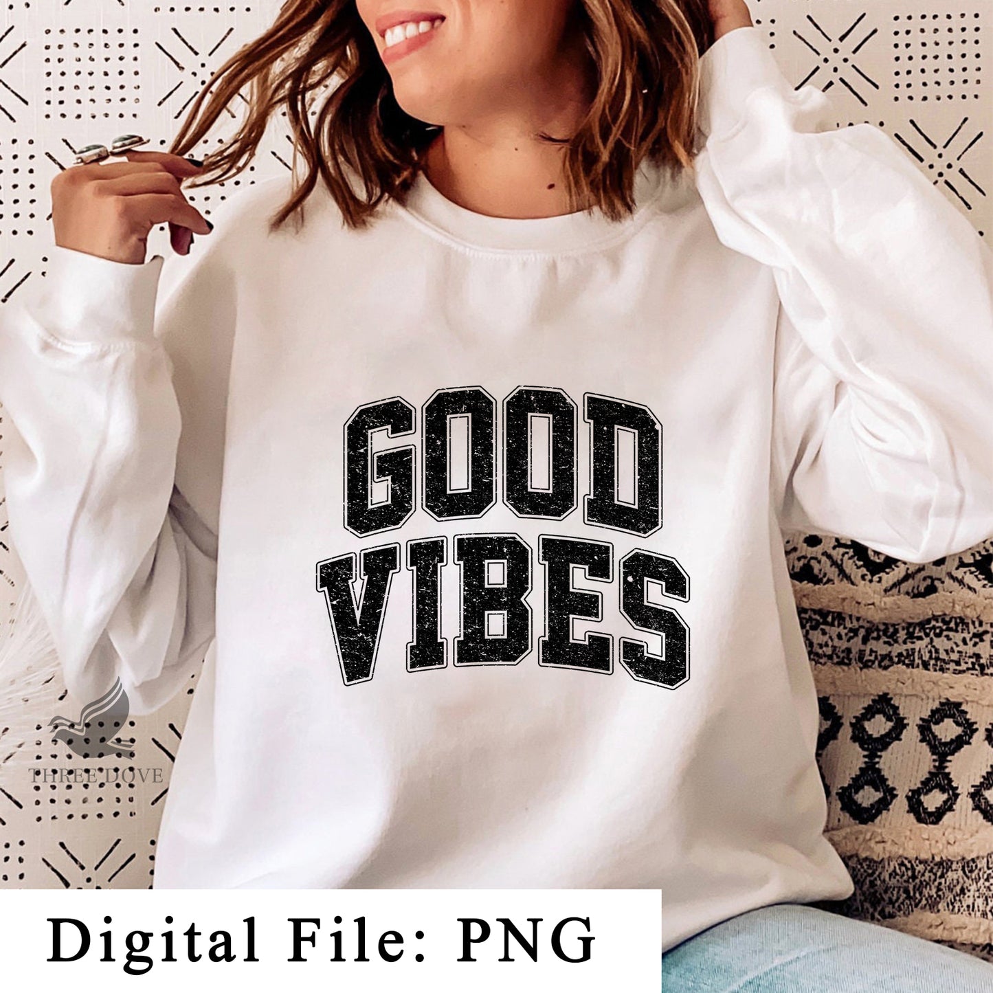 retro good vibes varsity sublimation png