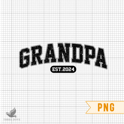 Retro Grandpa Est.2024 Varsity Sublimation PNG