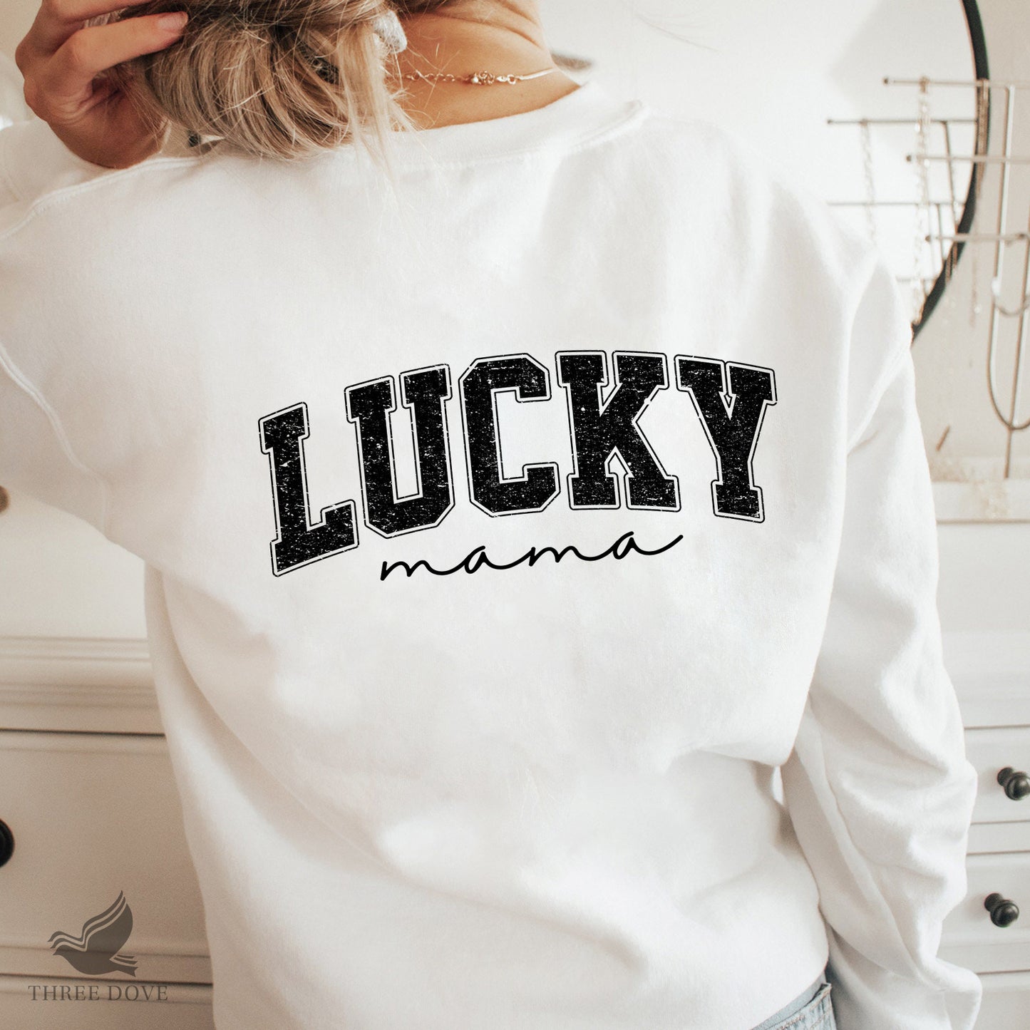 retro lucky mama varsity sublimation png