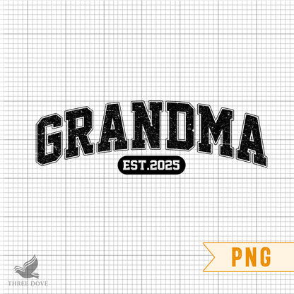 Retro Grandma Est.2025 Varsity Sublimation PNG