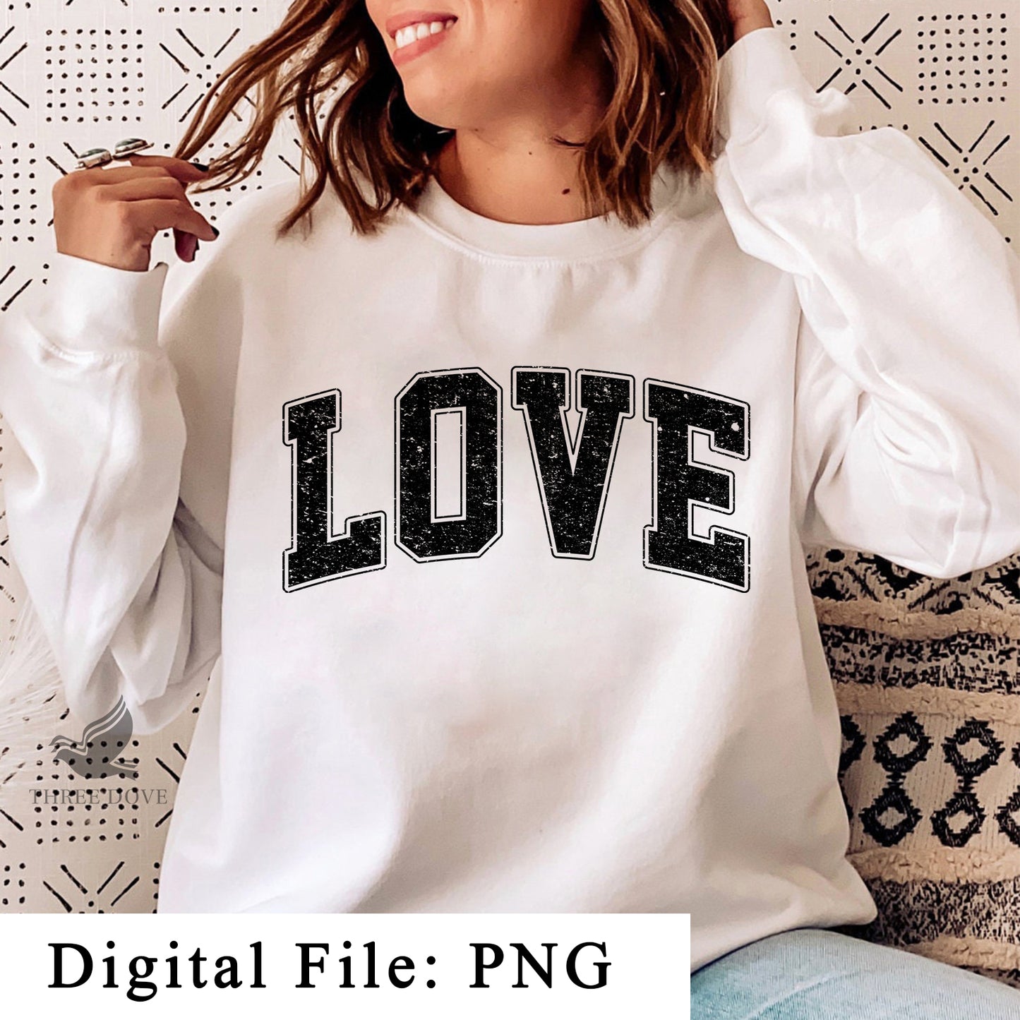 retro love varsity sublimation png