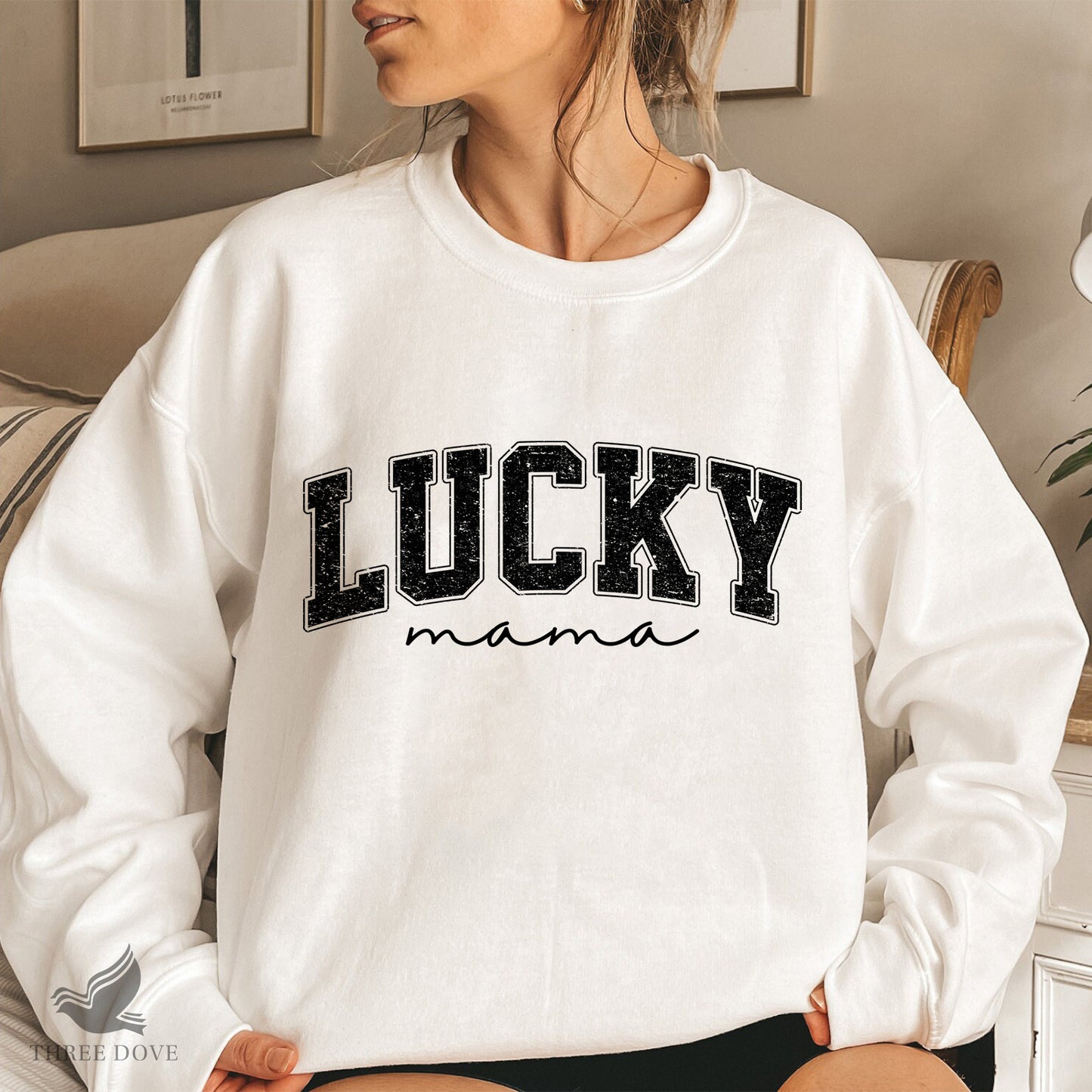 retro lucky mama varsity sublimation png