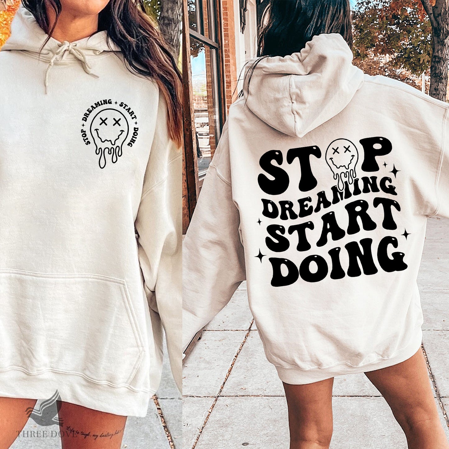 stop dreaming start doing retro wavy svg