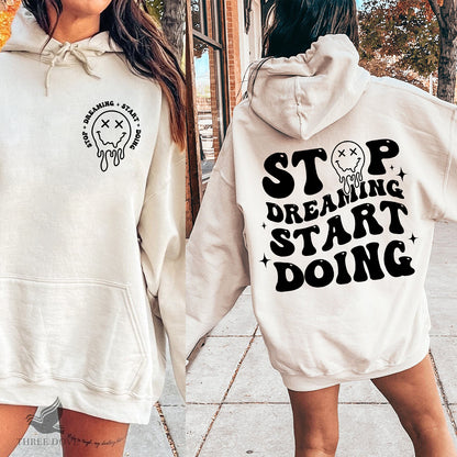 Stop dreaming start doing Retro Wavy SVG