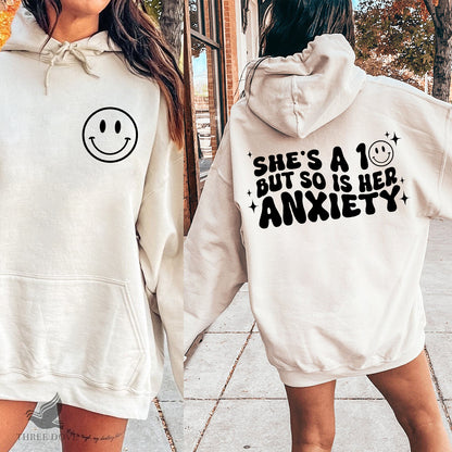 She is a 10 but so is her anxiety Retro Wavy SVG