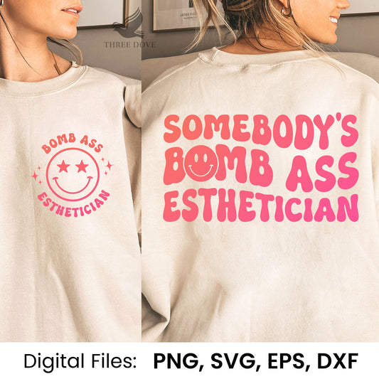 Somebody's Bomb ass esthetician Retro Color Wavy SVG