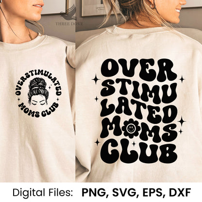 Overstimulated Moms Club Retro Wavy SVG