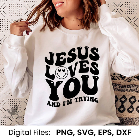 Jesus loves you Retro Wavy SVG