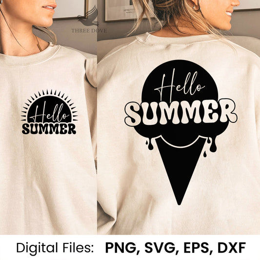 Hello Summer Retro Wavy SVG