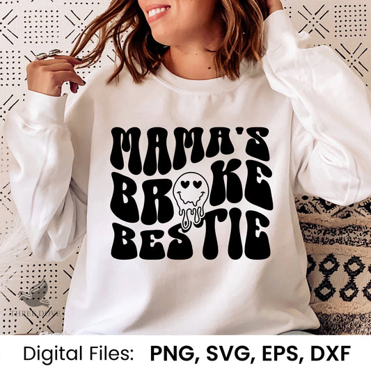 Mama's broke bestie Retro Wavy SVG