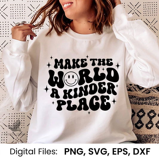 Make the world a kinder place Retro Wavy SVG