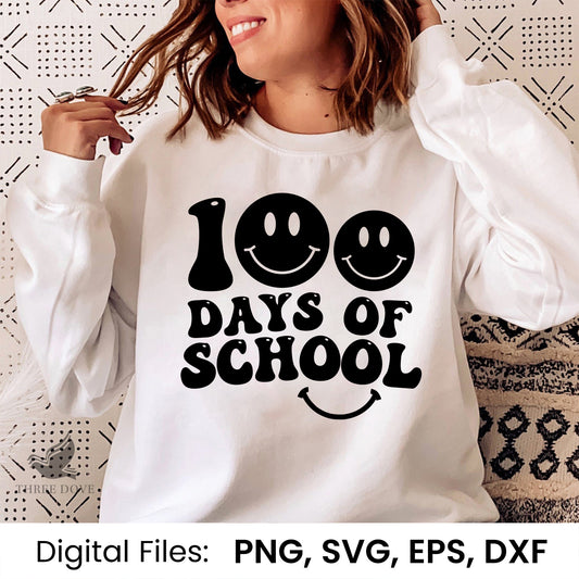 100 Days of School Retro Wavy SVG