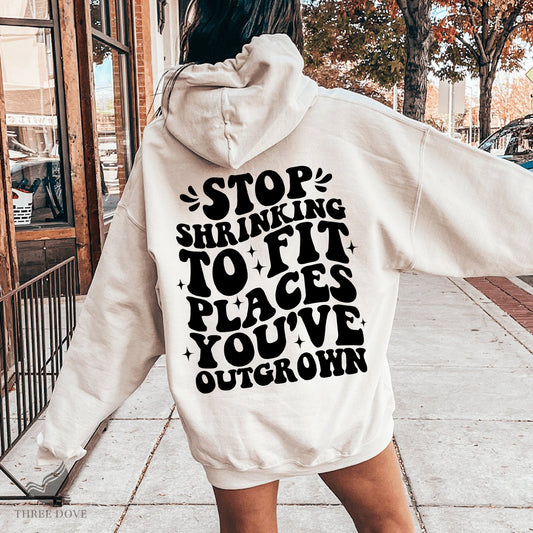 Stop shrinking to fit places you've outgrown Retro Wavy SVG