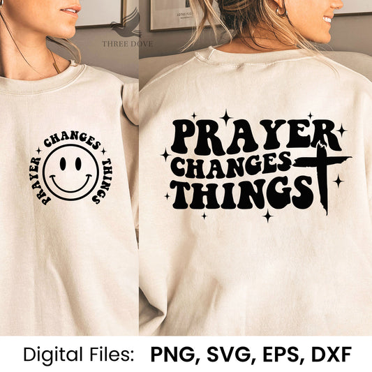 Prayer Changes Things Retro Wavy SVG