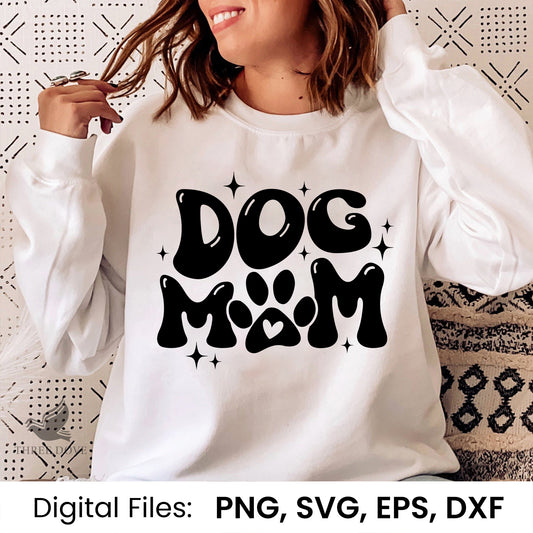 Dog Mom Retro Wavy SVG