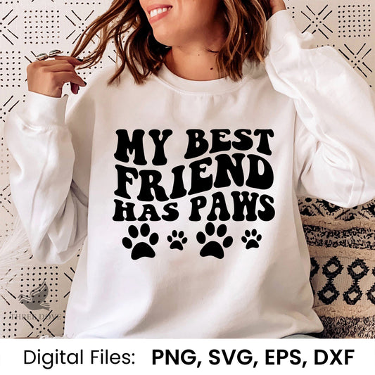 My Best Friend Has Paws Retro Wavy SVG