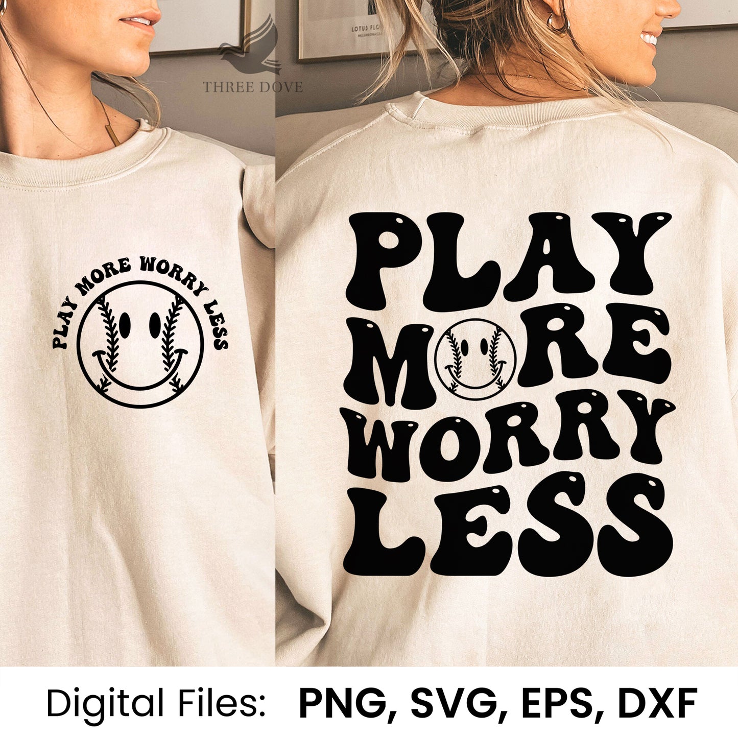 play more worry less retro wavy svg