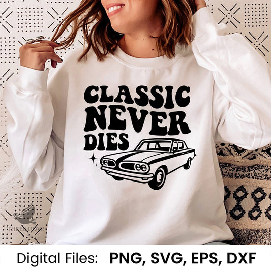 Classic Never Dies Retro Wavy SVG