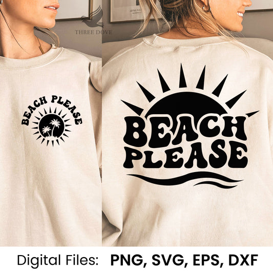 Beach Please Retro Wavy SVG