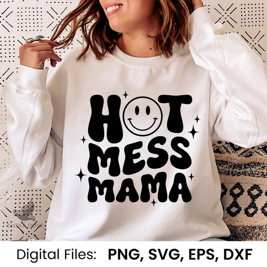 Hot mess mama Retro Wavy SVG