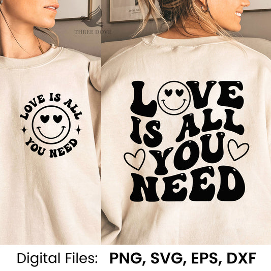 Love is all you need Retro Wavy SVG